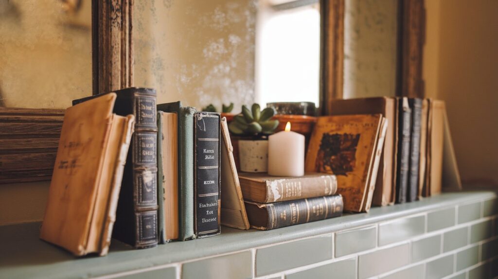 a group of books on a shelf