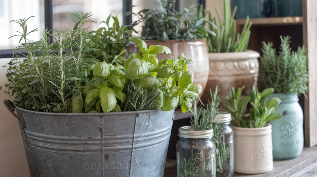 a group of potted plants