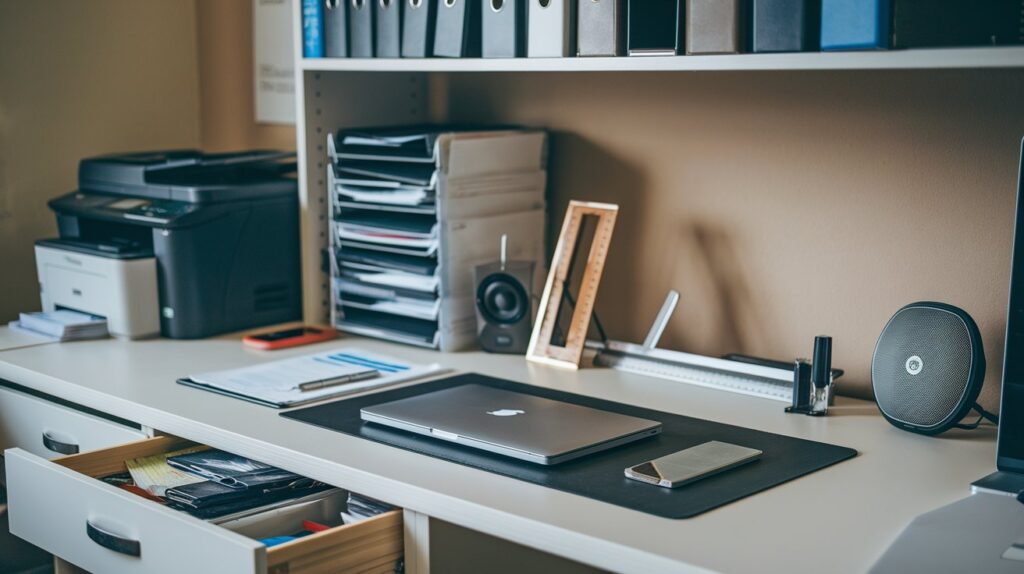 a laptop on a desk