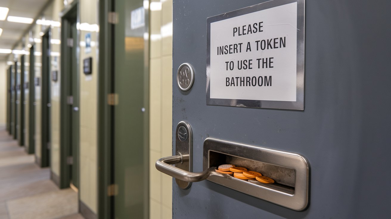 Token Operated Bathroom Door